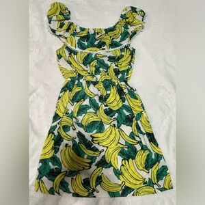 Tropical Banana Print Mini Dress